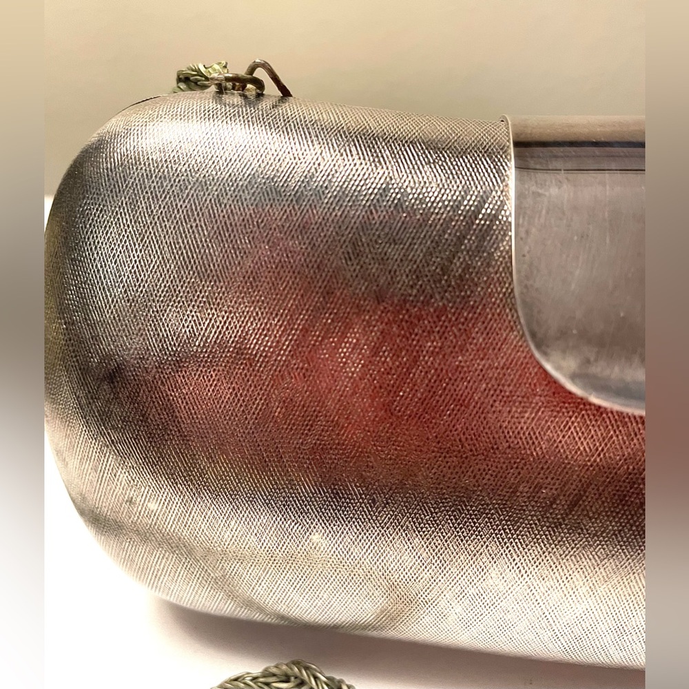 Original Walborg Brushed Silver Clamshell Purse, … - image 2